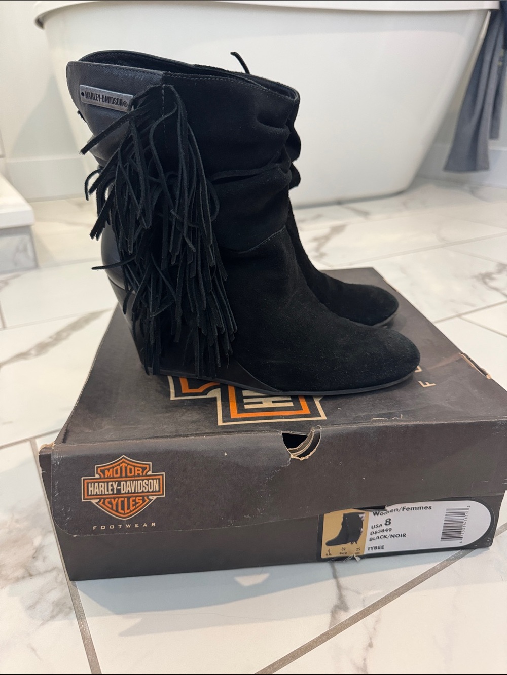 Harley-Davidson Fringe Suede Leather Booties